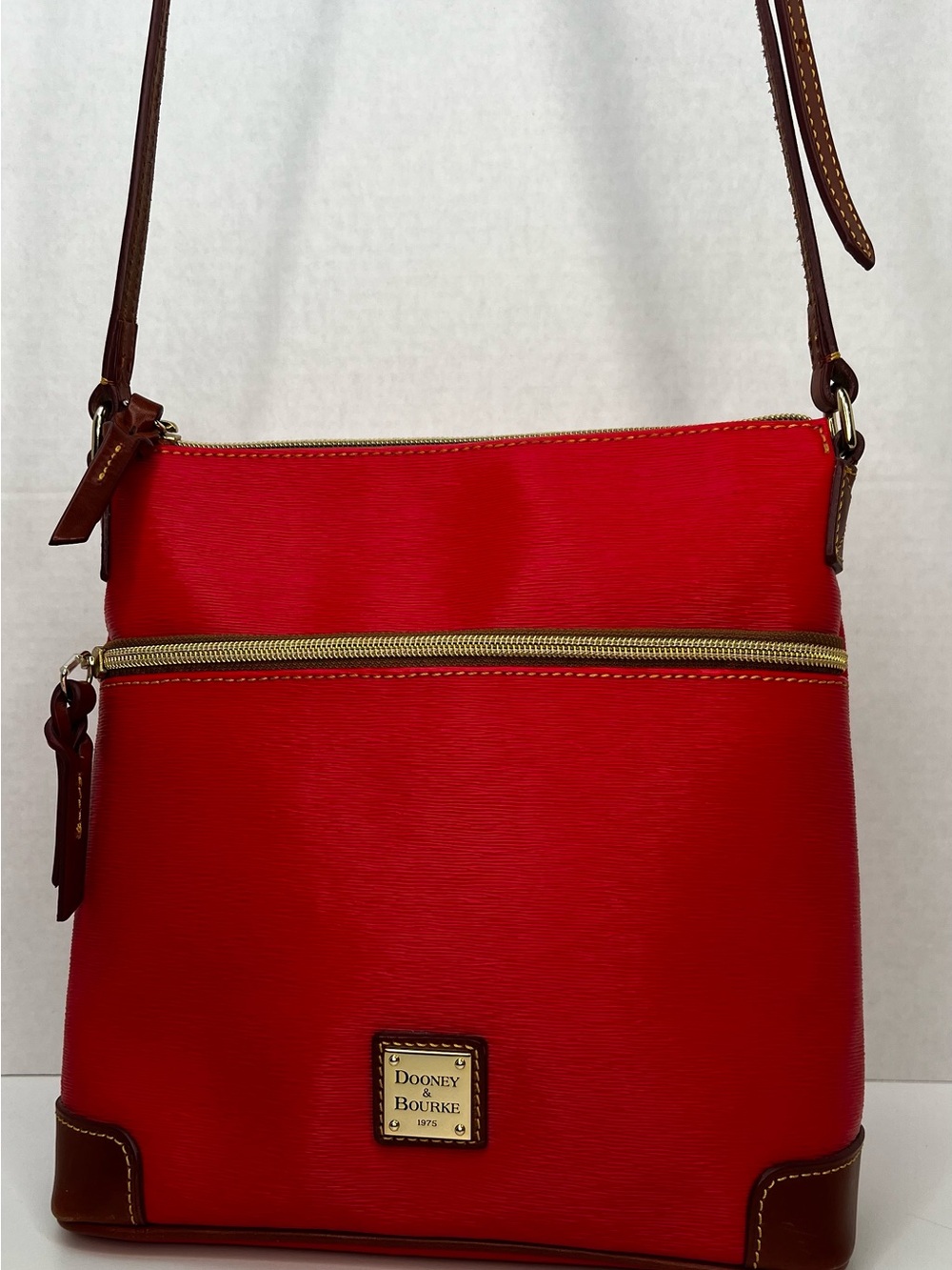 Dooney Bourke Red Saffino Leather Crossbody Shoulder Bag